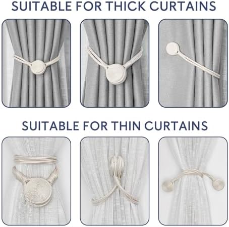 NICEEC 4 Pack Magnetic Curtain Tiebacks with Unique Medal Shape