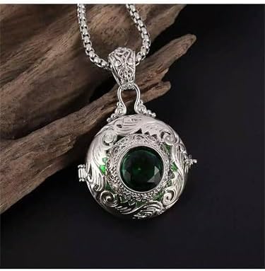 Eternal Vine Green Crystal Box Pendant Potpourri Necklace