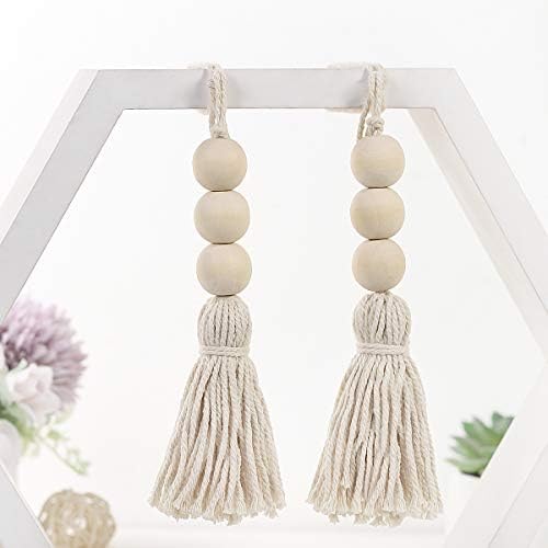 Farmhouse Wood Bead Tassel Garland