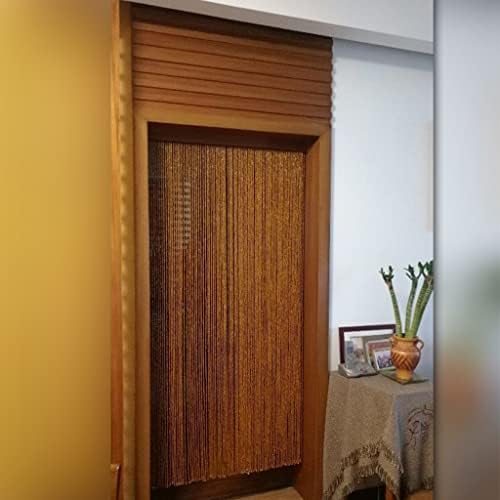 ZHOUXIAO 90 Strands Handmade Wood Beaded Curtain with Rods