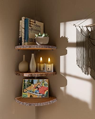 3Pcs Rustic Corner Floating Shelves for Home Decor