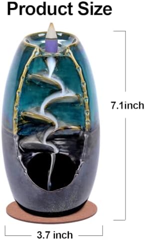 SPACEKEEPER Blue Ceramic Backflow Incense Burner with 120 Cones and 30 Sticks
