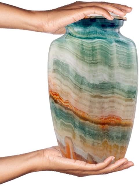 Elegant Blue Marsh Marble Cremation Urn for Human Ashes