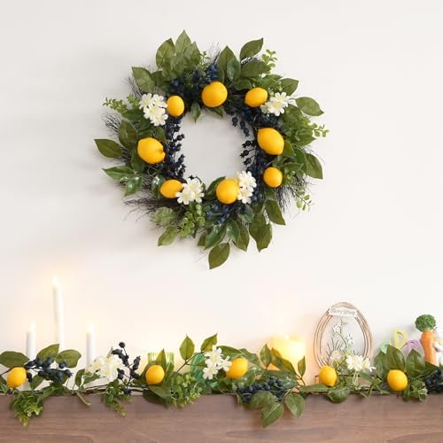 Valery Madelyn 20 Inch Summer Lemon Wreath with Lights