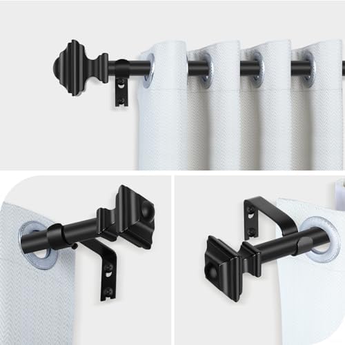 JRZOO Black Curtain Rods 18-45 34 Inch Diameter