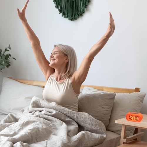 Uxcell Orange LCD Alarm Clock with Snooze