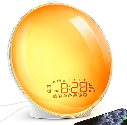 Wake Up Light Sunrise Alarm Clock with White Noise and Dual Alarm