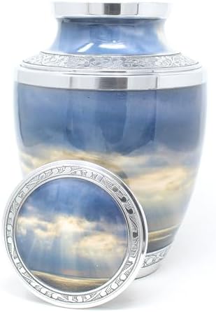 Sky with Clouds and Sunlight Design Cremation Urn for Adult Ashes - Large