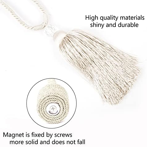 BEL AVENIR Magnetic Curtain Holdbacks Tassel Ties Beige