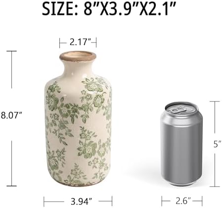 Ronasip 8 Inch Retro Crackle Glaze Ceramic Vase