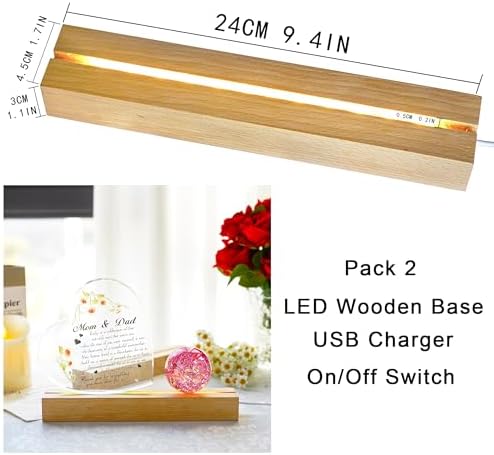 ZEERSHEE 2 Pcs Wooden LED Light Pedestal with USB Switch