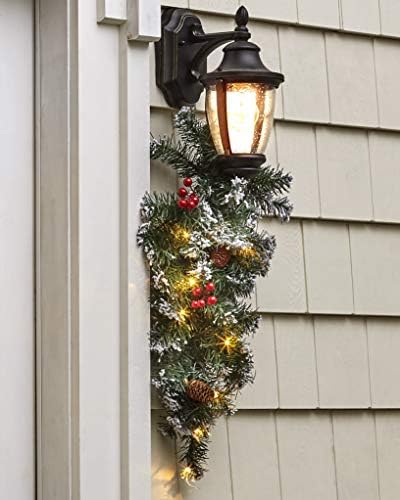 Snow-Tipped Winter Greenery Vertical Swag