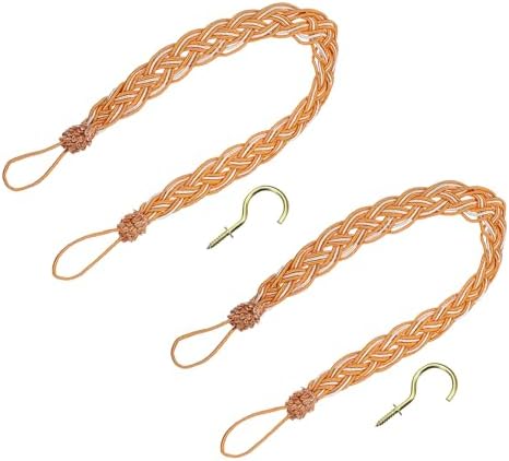 Uxcell 2Pcs Curtain Tiebacks 58cm Braided Drapery Holdback Holder