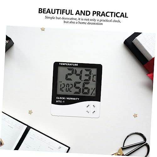 1pc LCD Thermometer Clock for Indoor Temp Humidity Monitoring