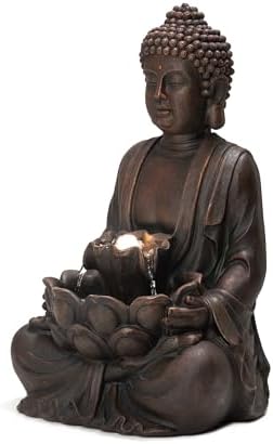 Glitzhome Zen Buddha Fountain with LED Lights