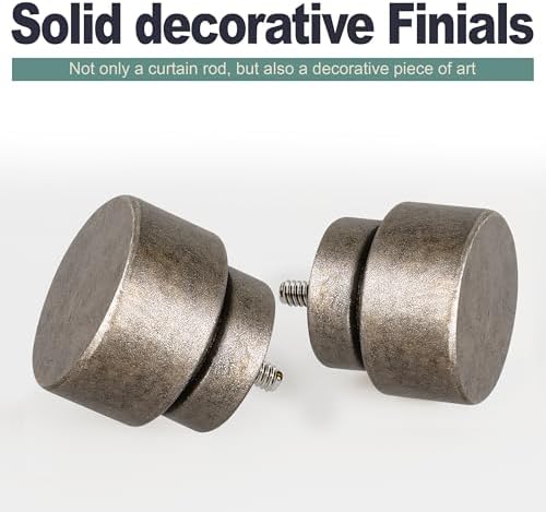 2 Pack Retro Silver Curtain Rods for Windows 66-120 Inches