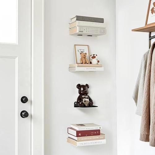 Storage Maniac Floating Book Shelves 4 Pack Black