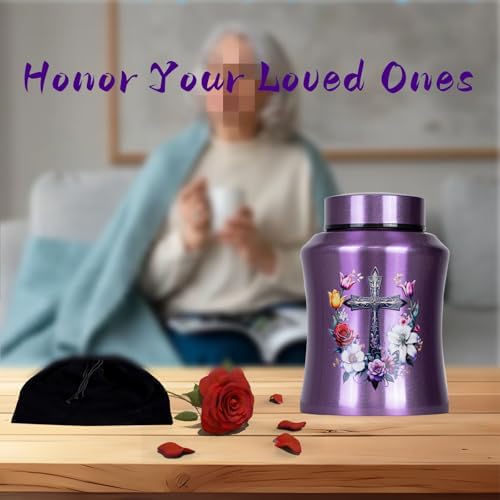 Purple Cross Urns for Ashes Large Personalized Cremation Urn for Adults