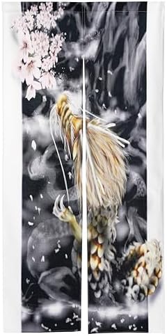 nextdesign Noren Doorway Curtain with Dragon and Sakura Print