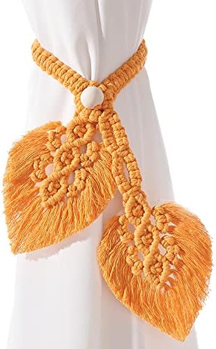 Handmade Cotton Curtain Tiebacks with Adjustable Wooden Beads