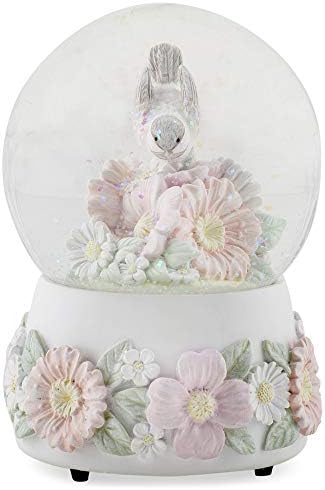 Pastel Chickadee Flowers Musical Snow Globe