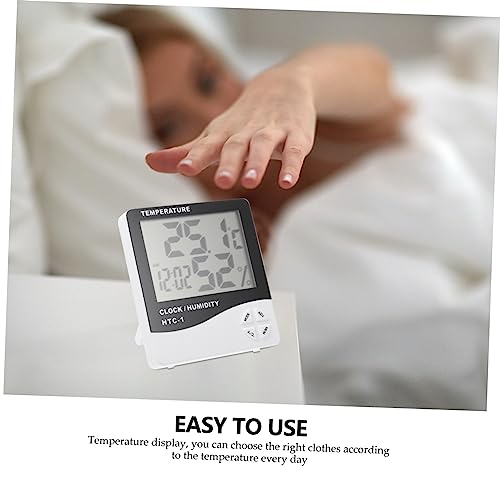 1pc LCD Thermometer Clock for Indoor Temp Humidity Monitoring