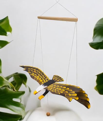 WitnyStore 24 Green Parrot Wooden Flapping Wing Mobile