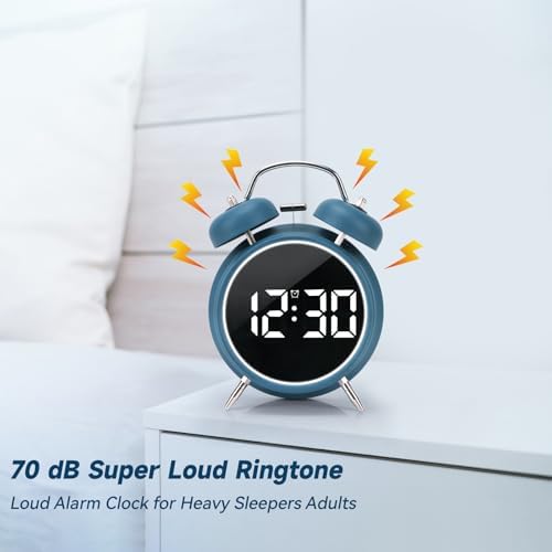 JUSTUP Loud Alarm Clock with LED Display and Night Light