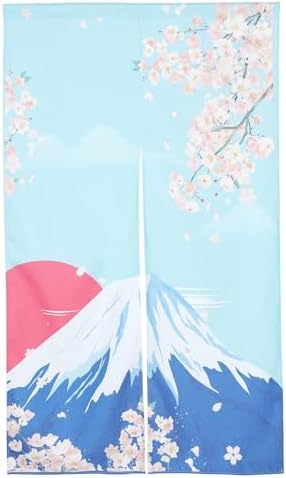 Japanese Noren Door Curtain with Cherry Blossom Print