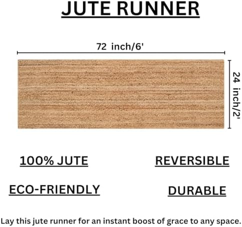 Savi Home Jute Runner Rug 24x72 Reversible Natural