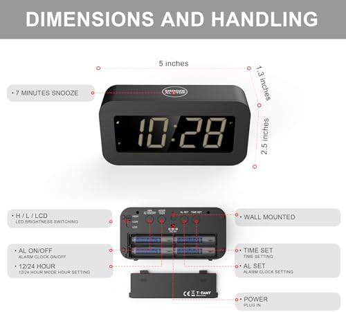 T-FAMY Hybrid LED LCD Alarm Clock with Snooze