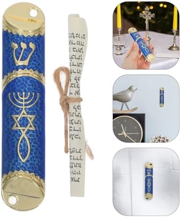 Classic Metal Mezuzah with Scroll Door Decoration