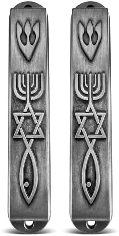 Set of 2 Pewter Mezuzah with Scroll for Door