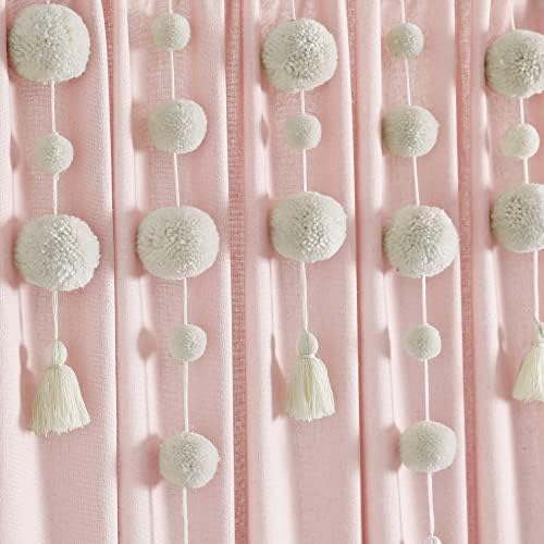 Lush Decor Boho Pom Pom Tassel Linen Curtain Panel