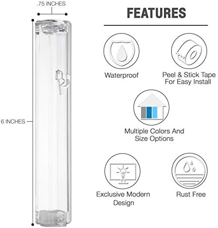 AS Mezuzot Clear Lucite Mezuzah Case with Silver Shin Design