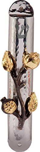 Yair Emanuel Hammered Mezuzah Case with Pomegranate Branch 12cm