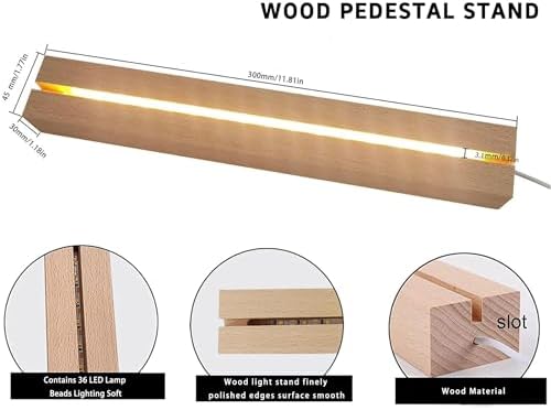 JUJIU 118 Inch LED Lighted Wood Pedestal Stand with Remote Control
