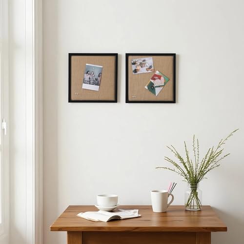 SOFE Burlap Bulletin Board Set of 2 - 12x12 Black Wall Organizer