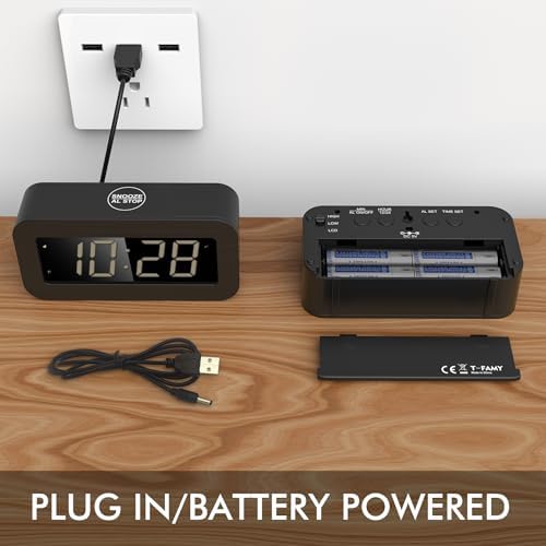 T-FAMY Hybrid LED LCD Alarm Clock with Snooze