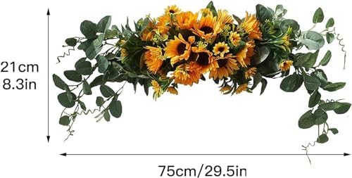 Elegant Artificial Sunflower Swag with Eucalyptus Leaves