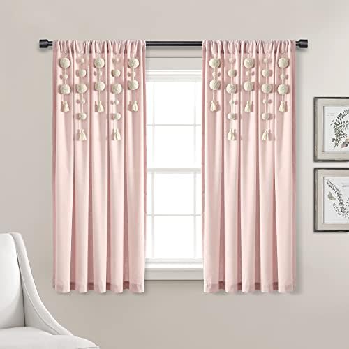 Lush Decor Boho Pom Pom Tassel Linen Curtain Panel