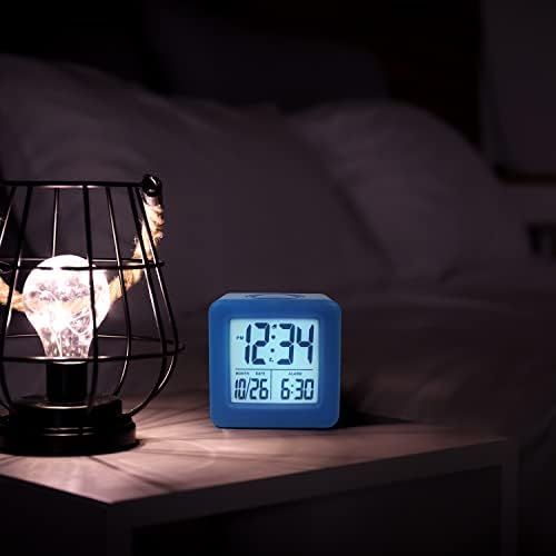 Equity 73005 Blue Soft Cube LCD Alarm Clock with Smart Light 1