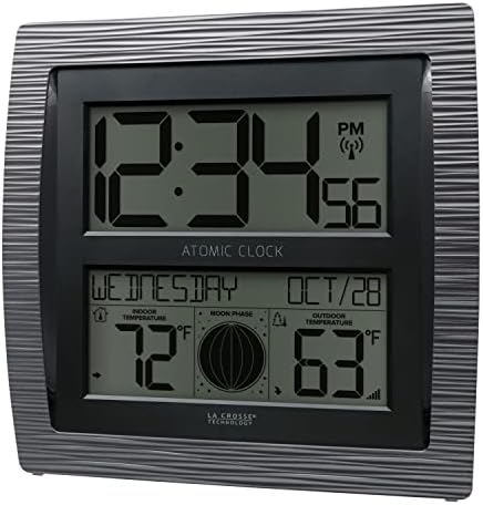 La Crosse Technology BBB86118 Curved Atomic Digital Clock with Moon Phase and Temperature
