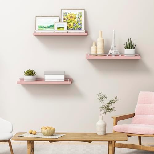 Pink and White Floating Shelves Set of 3