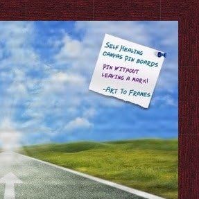 PinPix Decorative Bulletin Board Self-Healing Canvas 16x16 Mahogany Framed