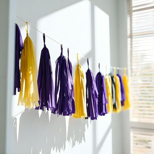 Purple Yellow Paper Tassel 20 Pack for Party Decor
