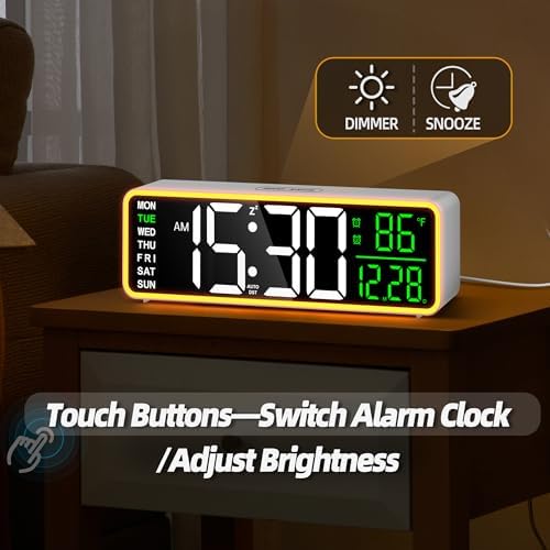 LEIKE 9 Inch Digital Alarm Clock with Night Light and USB Port