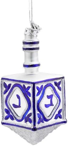 Kurt Adler 4-14 Inch Noble Gems Glass Dreidel Hanukkah Ornament