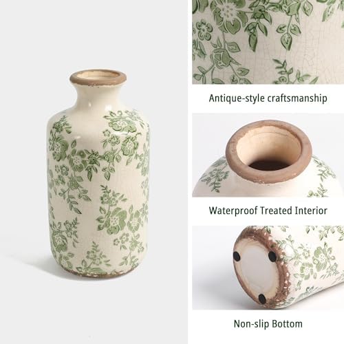 Ronasip 8 Inch Retro Crackle Glaze Ceramic Vase