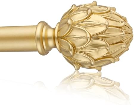 Adjustable Curtain Rods for Windows 28-48 Inches Gold Finials